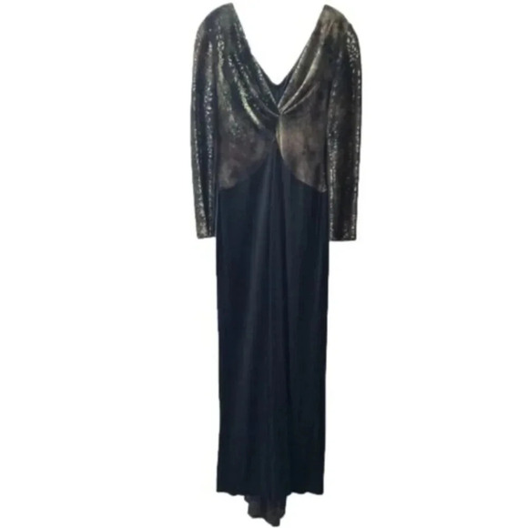 Joseph Ribkoff Couture Metallic Shimmer Black Evening Gown Dress 12 - Picture 1 of 16